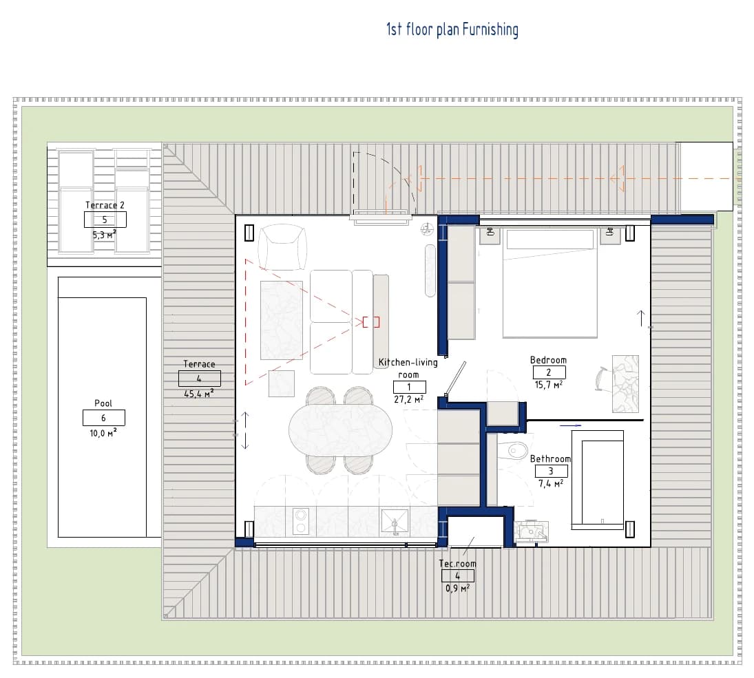 Aravita one-bedroom villa floor plan preview