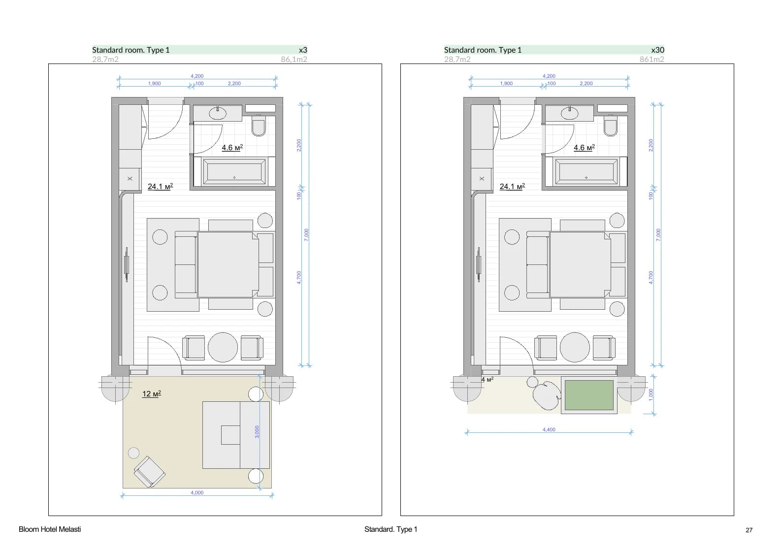 Bloom Standard room Type 1 floor plan preview
