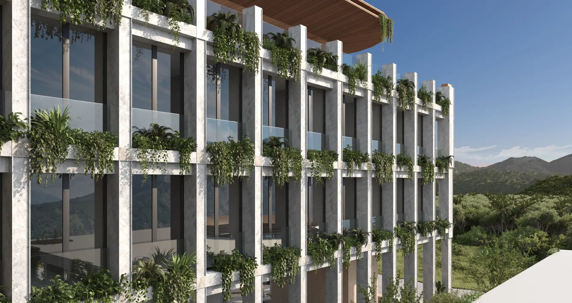 Ardhana planted facade and mountain view