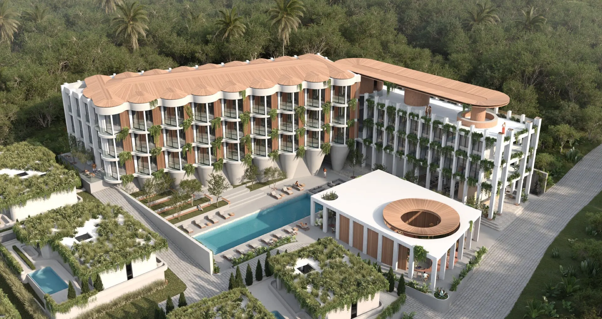 Ardhana Residence, aerial render of the hillside
