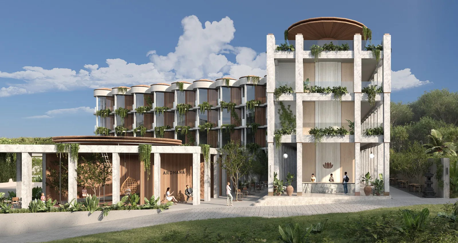 Ardhana hotel courtyard facade