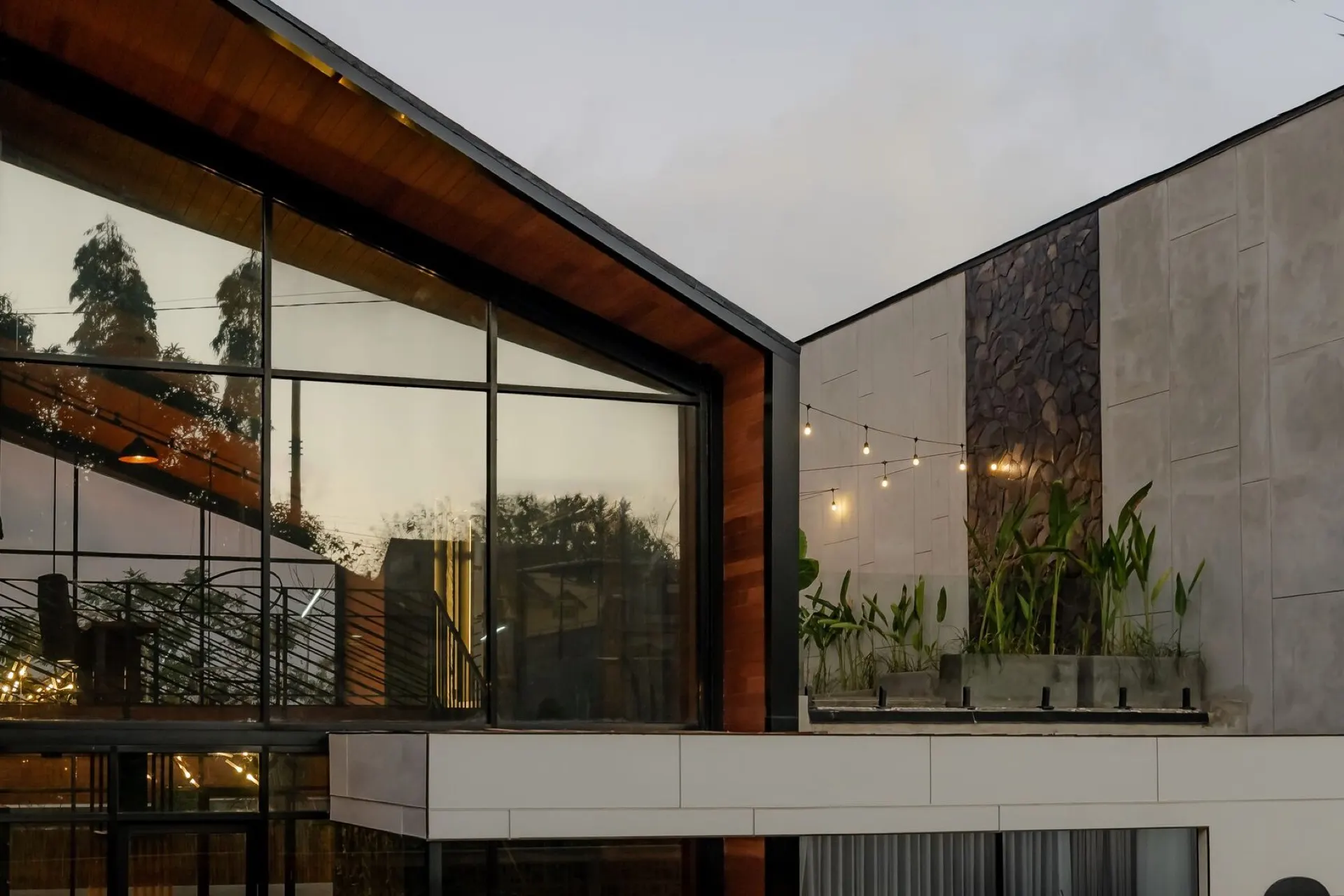 Black Rock villa exterior at dusk