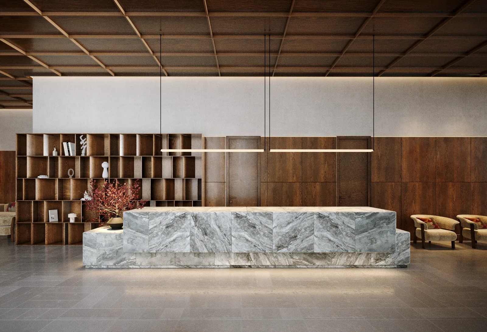 Bloom lobby — finished marble reception