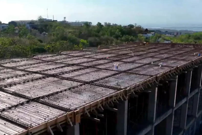 Ardhana roof slab reinforcement before concreting, from the August 2026 site report